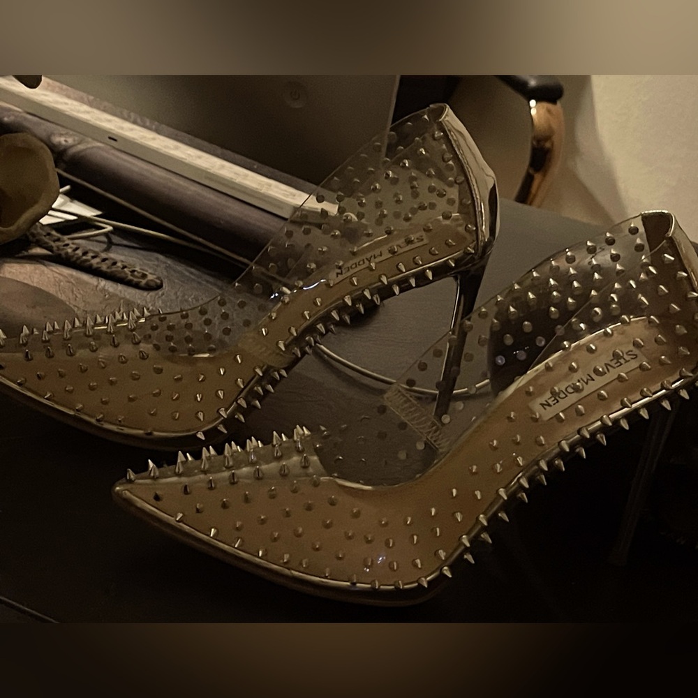 Clear Steve Madden Spiked Stiletto Pumps